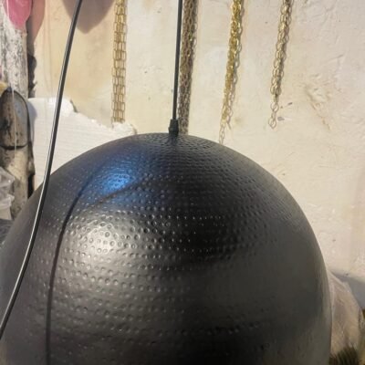 Set of 2 Hammered Brass Pendant Lights: Black & Gold Kitchen Island Lighting