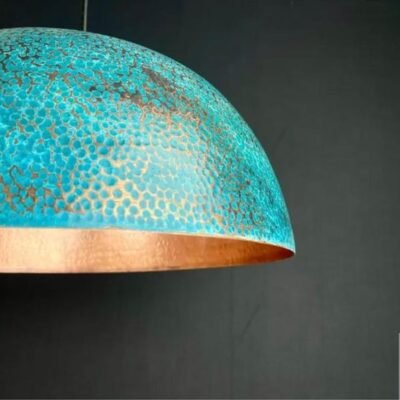 Blue Patina Copper Pendant Light, Oxidized Copper Island Kitchen Lighting, Industrial Copper Pendant Light, Rustic chandelier