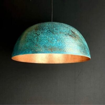 Turquoise Patina Brass Dome Pendant Light