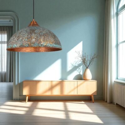 Handmade Blue Patina Copper Dome Pendant Light: Rustic Vintage Hanging Lamp Handmade Blue Patina Copper Dome Pendant Light: Rustic Vintage Hanging Lamp