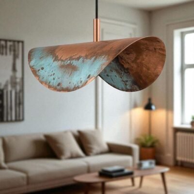 Handcrafted Moroccan Copper Pendant Light: Blue Patina Dome Lamp Handcrafted Moroccan Copper Pendant Light: Blue Patina Dome Lamp