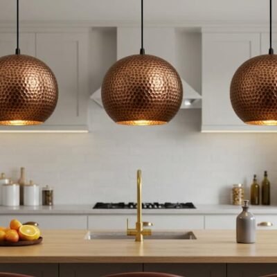 Handmade Moroccan Copper Pendant Light: Perforated Bohemian Ceiling Lamp Handmade Moroccan Copper Pendant Light: Perforated Bohemian Ceiling Lamp