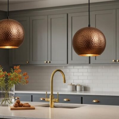 Handmade Moroccan Copper Pendant Light: Perforated Bohemian Ceiling Lamp Handmade Moroccan Copper Pendant Light: Perforated Bohemian Ceiling Lamp