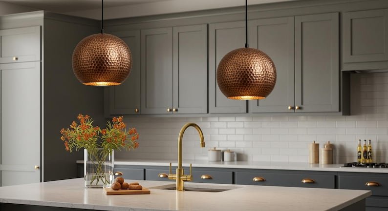 Handmade Moroccan Copper Pendant Light: Perforated Bohemian Ceiling Lamp Handmade Moroccan Copper Pendant Light: Perforated Bohemian Ceiling Lamp