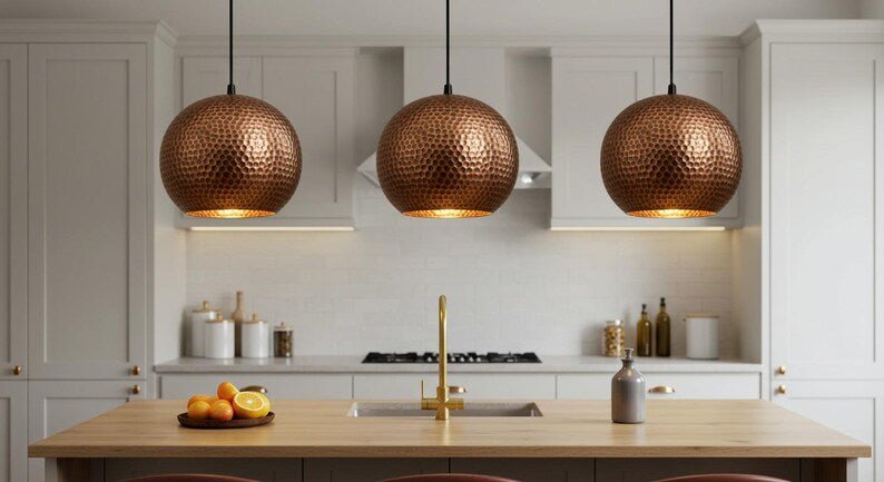 Handmade Moroccan Copper Pendant Light: Perforated Bohemian Ceiling Lamp Handmade Moroccan Copper Pendant Light: Perforated Bohemian Ceiling Lamp