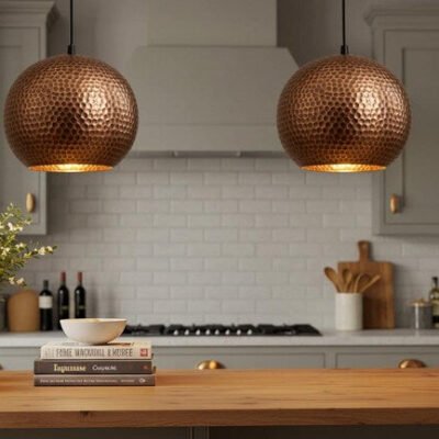 Handmade Moroccan Copper Pendant Light: Perforated Bohemian Ceiling Lamp Handmade Moroccan Copper Pendant Light: Perforated Bohemian Ceiling Lamp