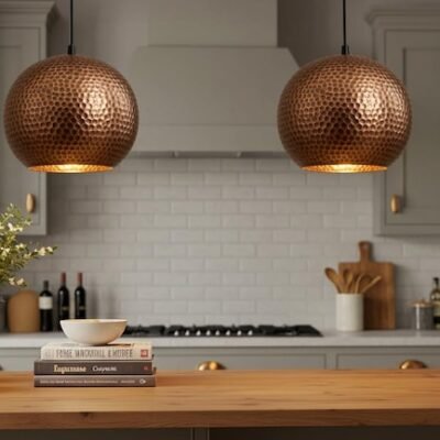 Handmade Moroccan Copper Pendant Light: Perforated Bohemian Ceiling Lamp Handmade Moroccan Copper Pendant Light: Perforated Bohemian Ceiling Lamp