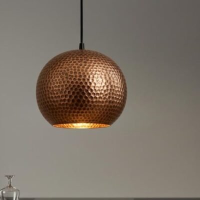 Handmade Moroccan Copper Pendant Light: Perforated Bohemian Ceiling Lamp Handmade Moroccan Copper Pendant Light: Perforated Bohemian Ceiling Lamp