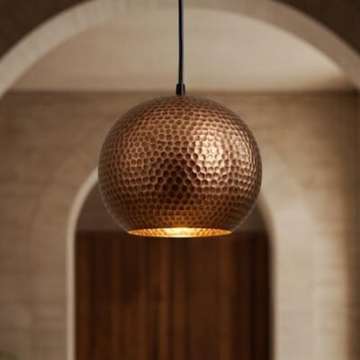 Handmade Moroccan Copper Pendant Light: Perforated Bohemian Ceiling Lamp Handmade Moroccan Copper Pendant Light: Perforated Bohemian Ceiling Lamp