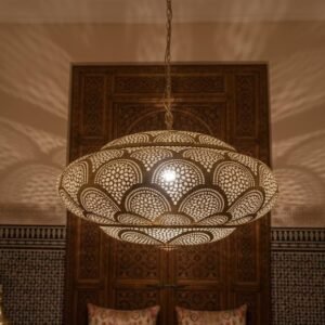 Boho Scalloped Moroccan Chandelier Statement Shadow Pendant