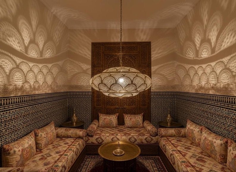 Handmade Moroccan Brass Pendant Light: Boho Home Decor