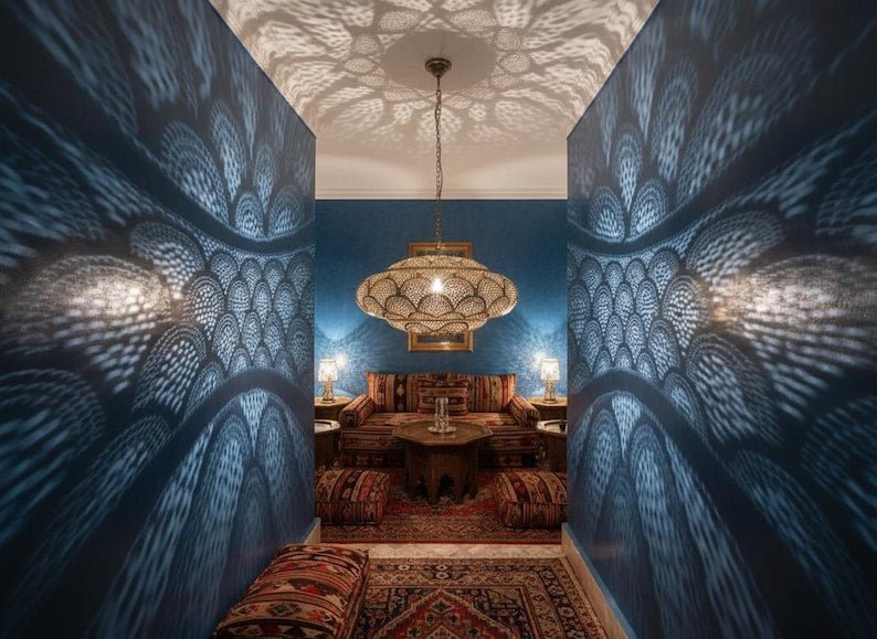 Handmade Moroccan Brass Pendant Light: Boho Home Decor