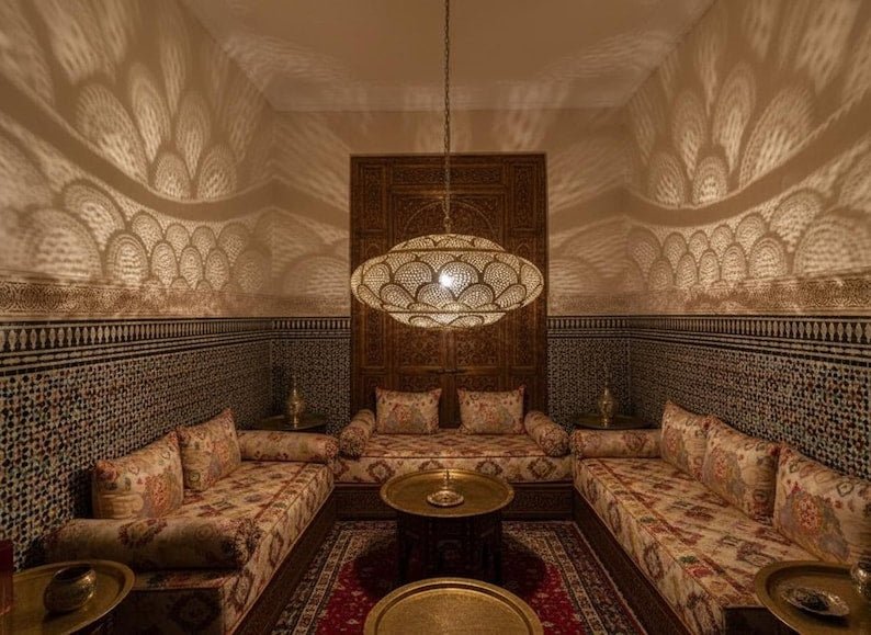 Handmade Moroccan Brass Pendant Light: Boho Home Decor