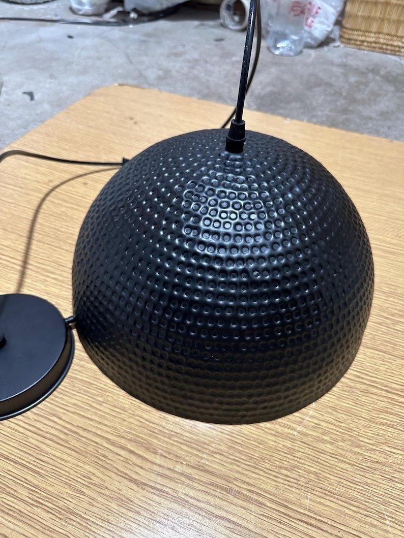 Modern Brass Pendant Light – Hammered Dome Ceiling Lamp | Black Dome Ceiling Light