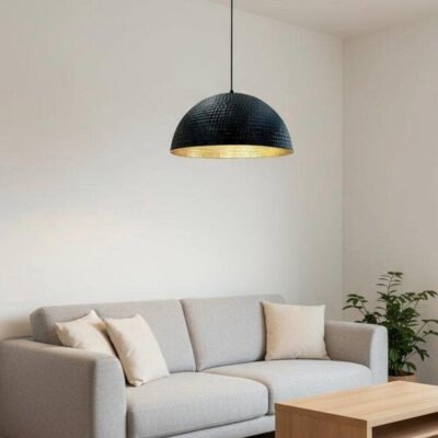 Modern Brass Pendant Light – Hammered Dome Ceiling Lamp | Black Dome Ceiling Light