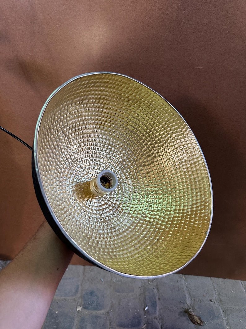 Modern Brass Pendant Light – Hammered Dome Ceiling Lamp | Black Dome Ceiling Light
