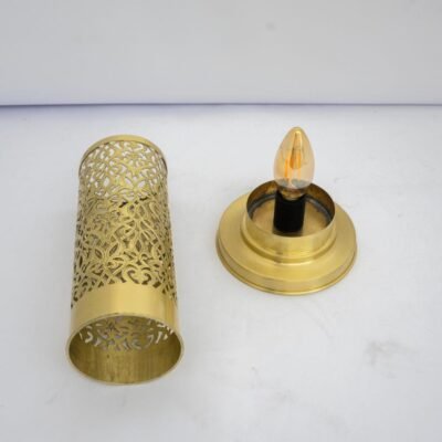 Brushed Brass Bedside Light, Pierced Cylinder Lamp, Brass Table Lamp | Duty-Free