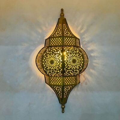 Moroccan Brass Wall Sconce Hand-Pierced Shadow Light
