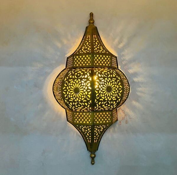 products-BrassWallSconce6 (1) Moroccan Brass Wall Sconce Hand-Pierced Shadow Light