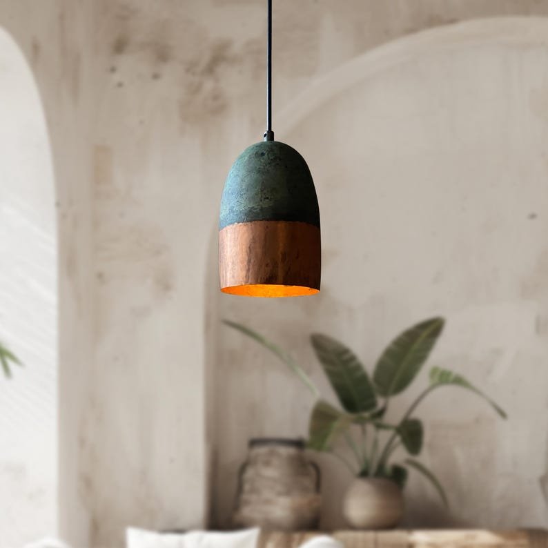 Set of 2 Green Patina Copper Pendant Light, Handmade Green Patina Long Ceiling Light, Oxidized Copper Farmhouse Kitchen Island Lighting Set of 2 Green Patina Copper Pendant Light, Handmade Green Patina Long Ceiling Light, Oxidized Copper Farmhouse Kitchen Island Lighting