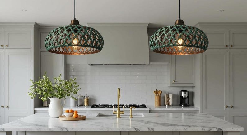 Handmade Copper Dome Pendant Light: Rustic Farmhouse Chandelier