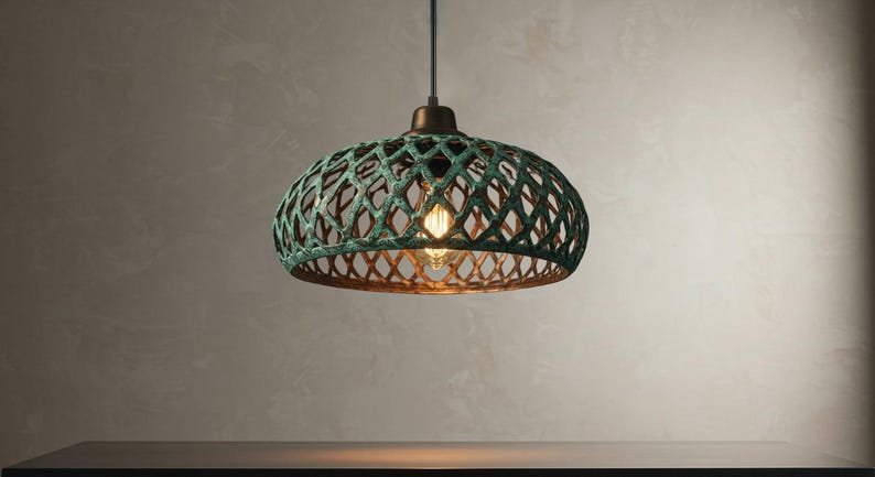 Handmade Copper Dome Pendant Light: Rustic Farmhouse Chandelier