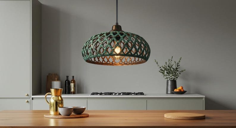 Handmade Copper Dome Pendant Light: Rustic Farmhouse Chandelier