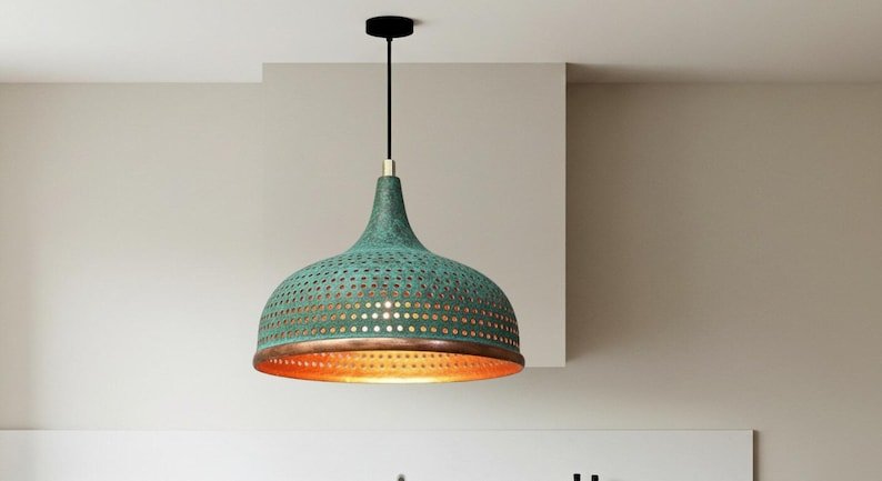 Handcrafted Copper Dome Pendant Light: Moroccan Rustic Chandelier Handcrafted Copper Dome Pendant Light: Moroccan Rustic Chandelier