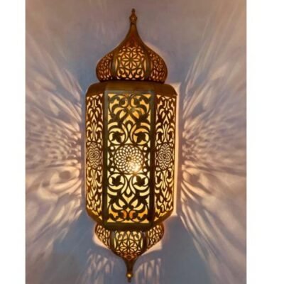Set of 3 Handmade Moroccan Brass Wall Sconce: Ambient Light, Copper Finish
