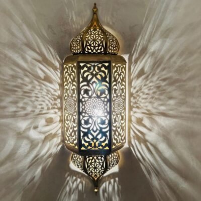 Set of 3 Handmade Moroccan Brass Wall Sconce: Ambient Light, Copper Finish