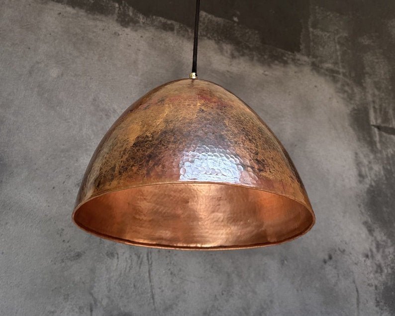 Hammered Copper Pendant Light: Vintage Farmhouse Kitchen Lighting