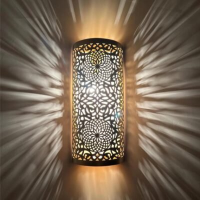 Moroccan Brass Wall Sconce β Handmade Rectangular Wall Light in Bronze, Copper or Silver Moroccan Brass Wall Sconce β Handmade Rectangular Wall Light in Bronze, Copper or Silver