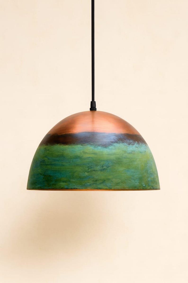 Ombre Copper Verdigris Dome Pendant
