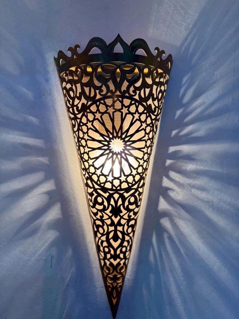 Handmade Moroccan Brass Wall Sconce: Home Decor Lighting