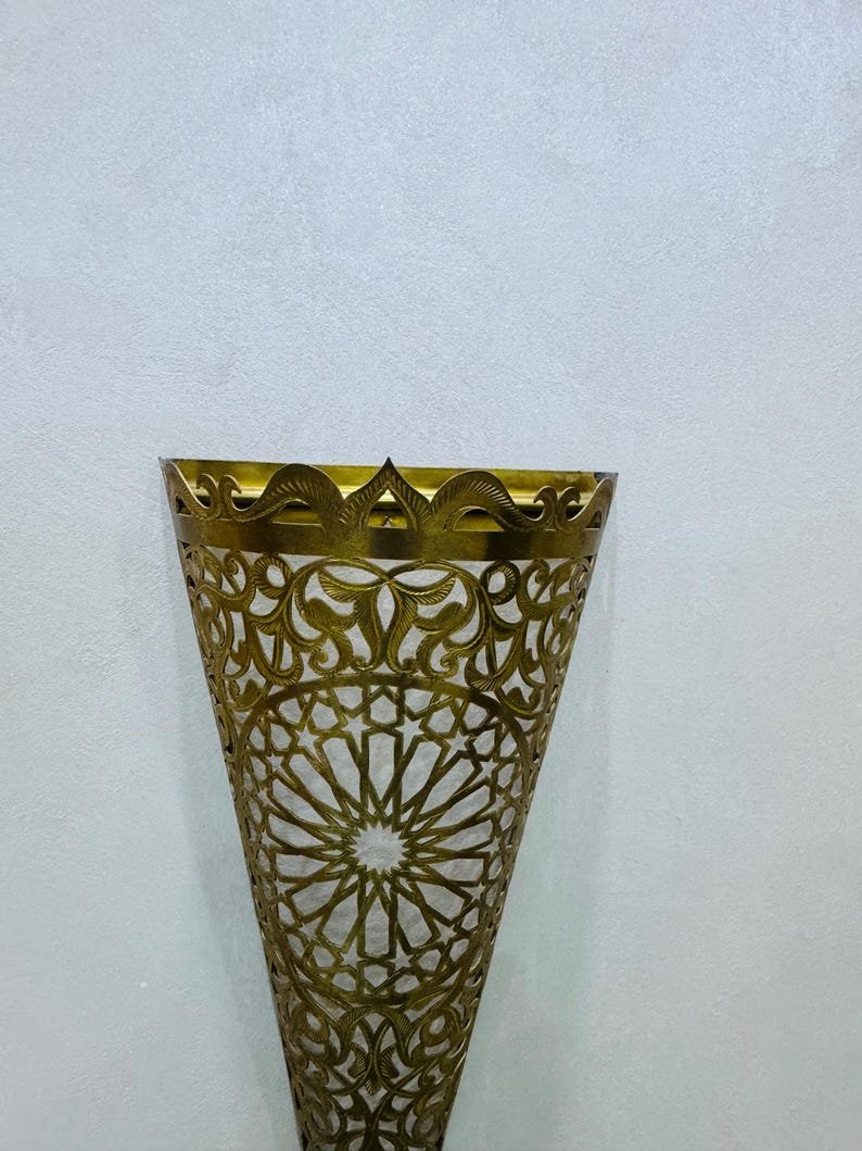 Handmade Moroccan Brass Wall Sconce: Home Decor Lighting