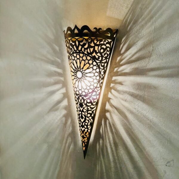 products-DecorLighting3 Moroccan Cone Brass Wall Sconce