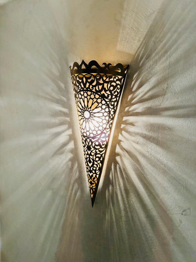 Moroccan Cone Brass Wall Sconce
