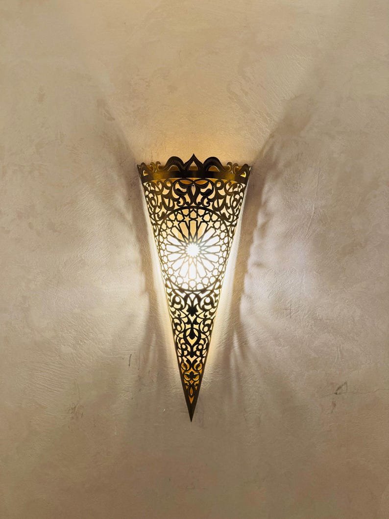 Handmade Moroccan Brass Wall Sconce: Home Decor Lighting
