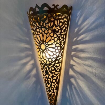 Handmade Moroccan Brass Wall Sconce: Home Decor Lighting