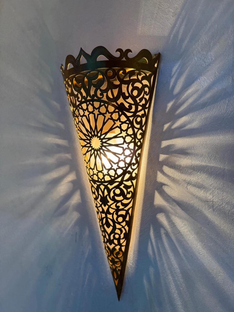 Handmade Moroccan Brass Wall Sconce: Home Decor Lighting