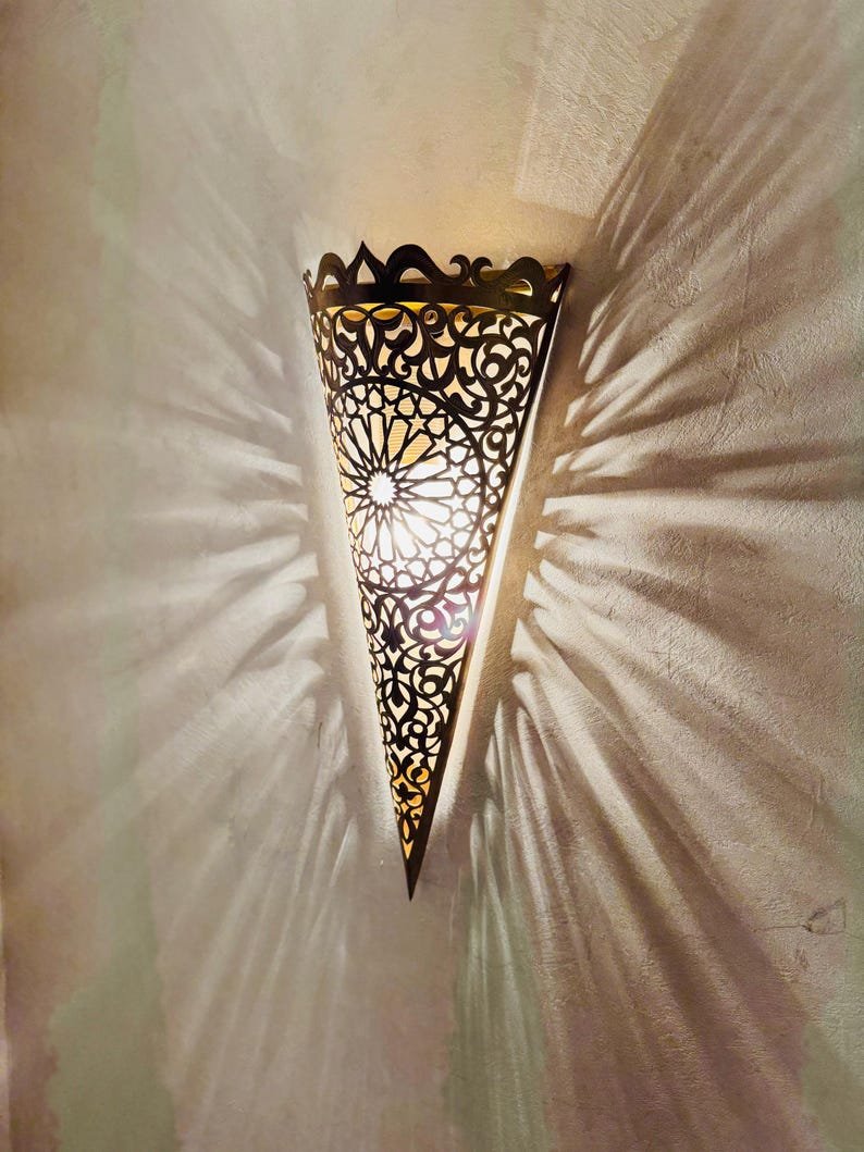 Handmade Moroccan Brass Wall Sconce: Home Decor Lighting