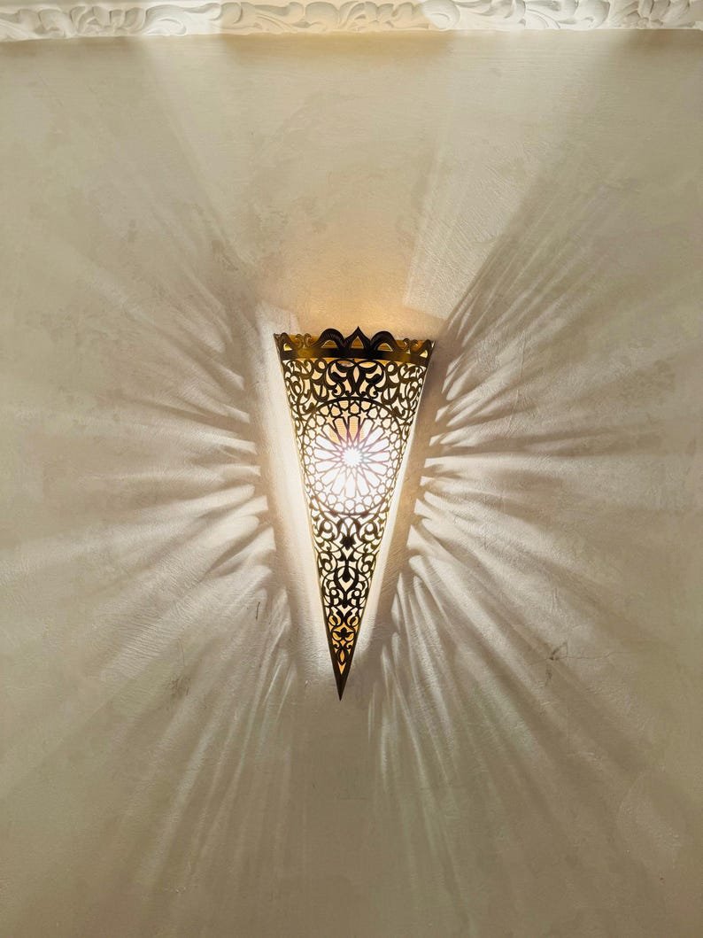 Handmade Moroccan Brass Wall Sconce: Home Decor Lighting