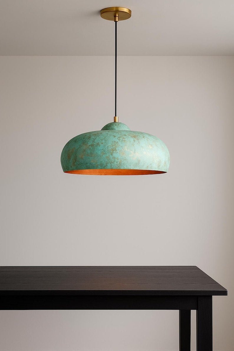 products-DiningRoomDecor2 Mint Green Patina Dome Pendant Light