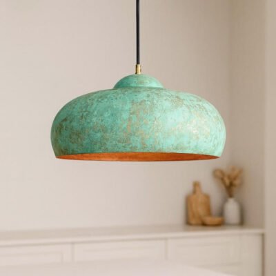 Oxidized Copper Pendant Light β Green Patina Brass Ceiling Lamp, Handmade Kitchen Island Lighting, Rustic Dining Room Decor Oxidized Copper Pendant Light β Green Patina Brass Ceiling Lamp, Handmade Kitchen Island Lighting, Rustic Dining Room Decor