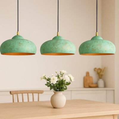 Oxidized Copper Pendant Light β Green Patina Brass Ceiling Lamp, Handmade Kitchen Island Lighting, Rustic Dining Room Decor Oxidized Copper Pendant Light β Green Patina Brass Ceiling Lamp, Handmade Kitchen Island Lighting, Rustic Dining Room Decor