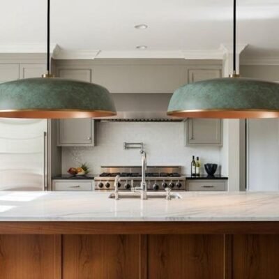 products-DiningRoomLight1 Green Patina Brass Drum Pendant Light Modern Dining Room Lamp