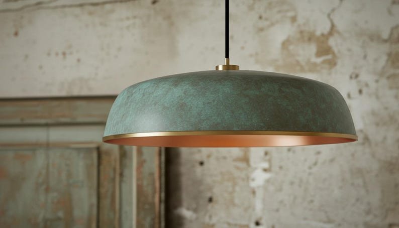 Copper Dome Lamp Patina, Patina Rustic Hanging Lamp, Handmade Green Patina Light, Dining Room Light Fixture, Bohemian Home Decor Copper Dome Lamp Patina, Patina Rustic Hanging Lamp, Handmade Green Patina Light, Dining Room Light Fixture, Bohemian Home Decor