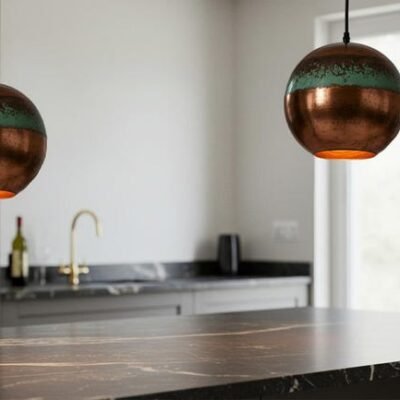 Green Patina Copper Pendant Light, Industrial Copper dome Light, Rustic chandelier, Hanging kitchen island Light, Pendant Light Fixture