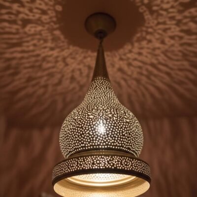 Handmade Moroccan Brass Pendant Light: Exotic Ceiling Lamp