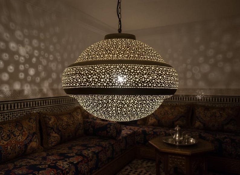 products-ExoticHomeDecor3 Moroccan Brass Globe Shadow Lamp
